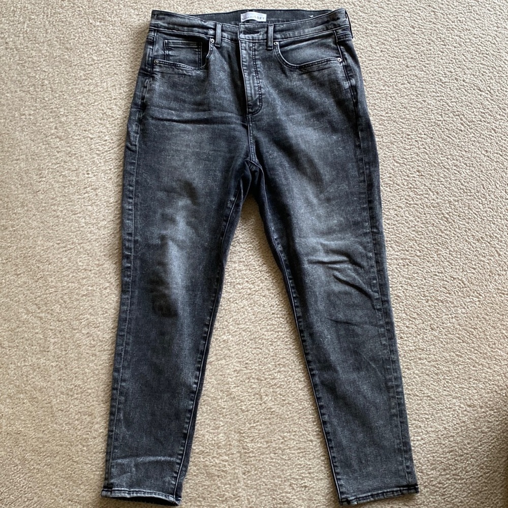 Loft jeans and size 12. Black acid wash color.